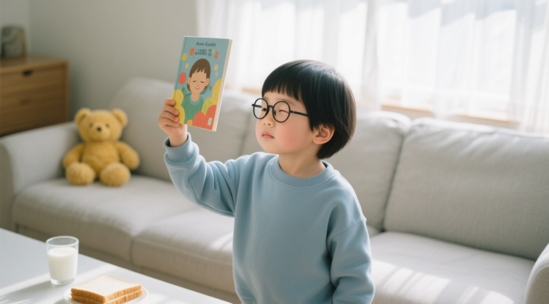 AI制图-看卡片的小孩